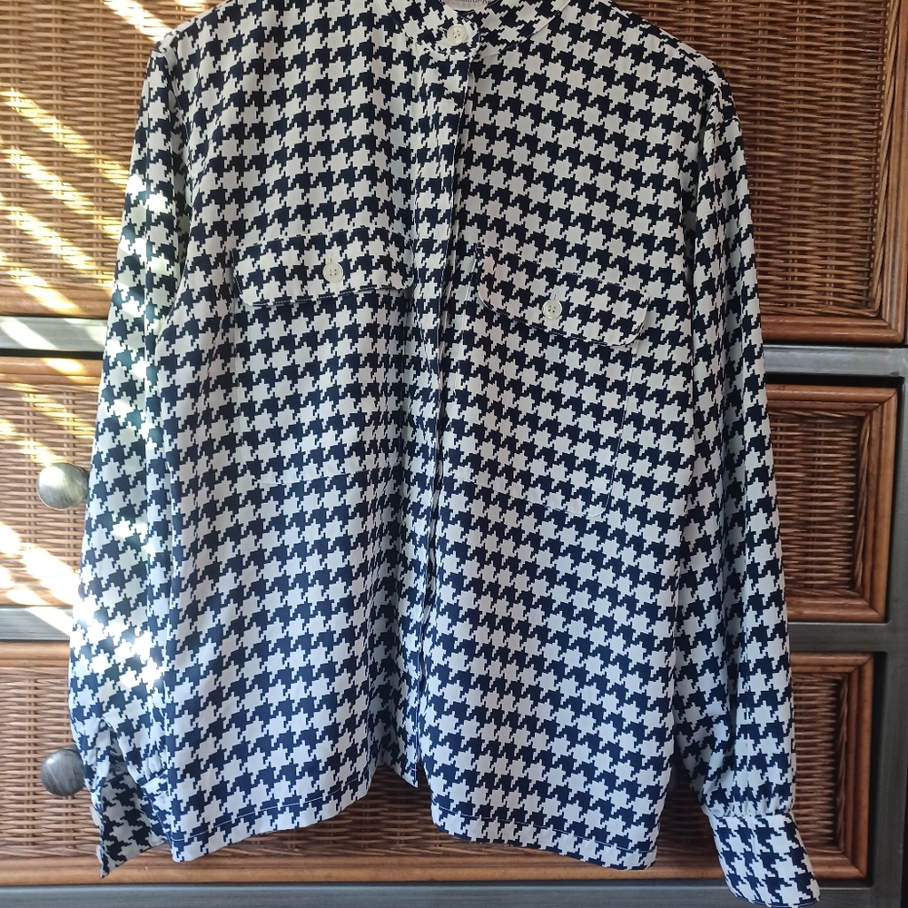 Vintage Liz Claiborne Houndstooth Print Blouse